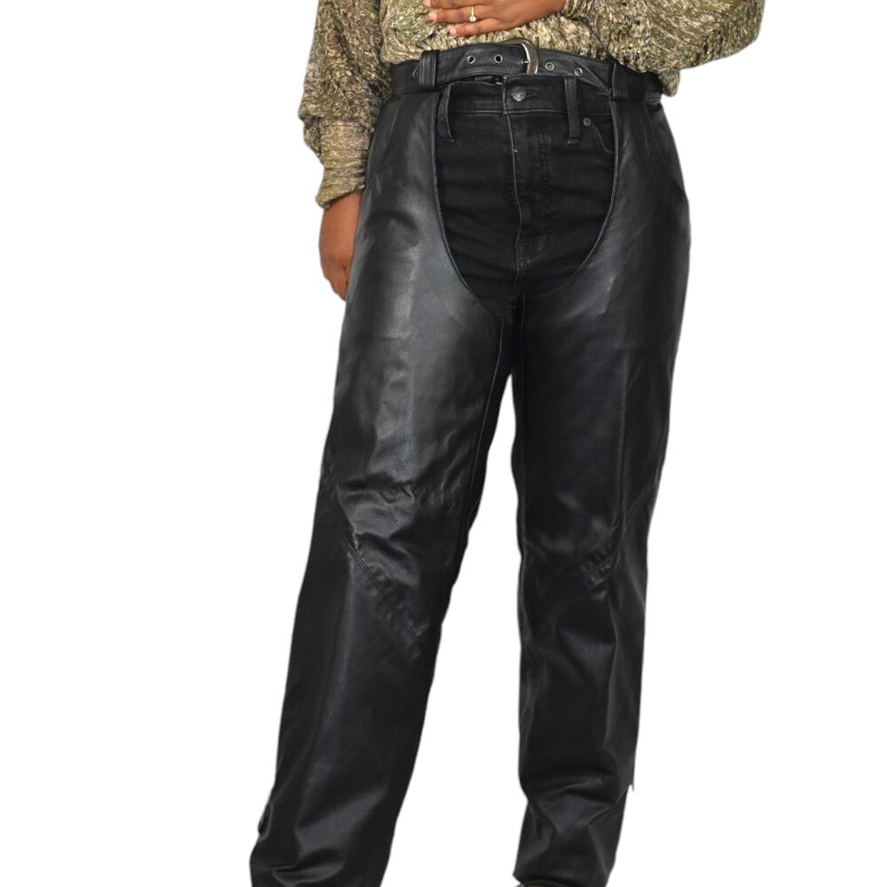 Harley Davidson Leather Chaps Black Motorcycle Riding Biker Buckle Pants Small